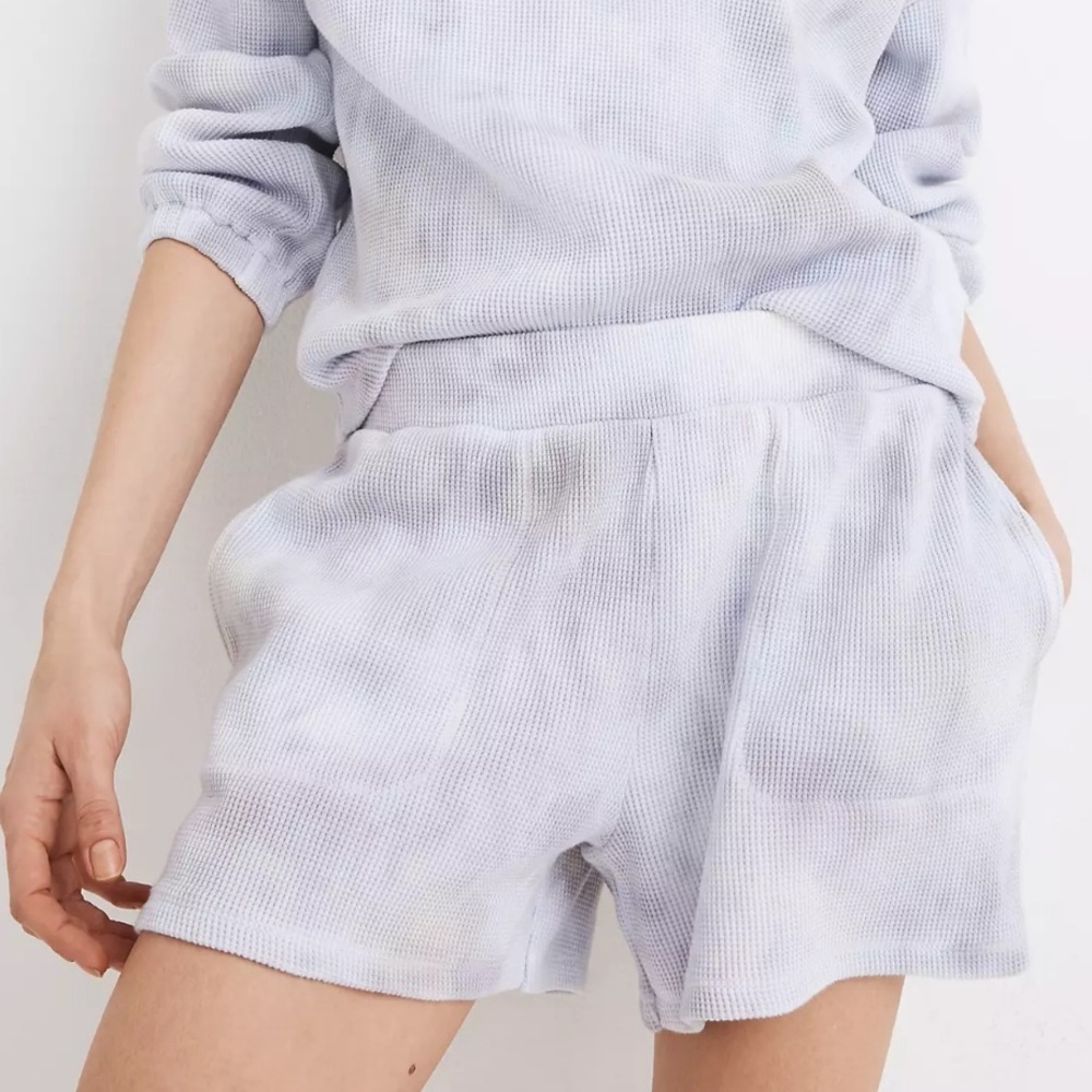 Madewell MWL Purple Tan Cream Tie Dye Waffle Pull On Shorts Small